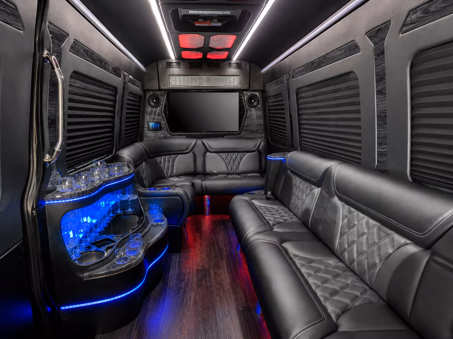 irving 15 passenger party bus inside